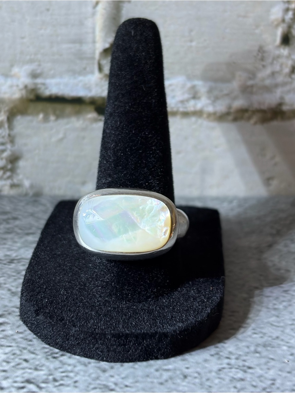 Vintage ESPO SIG Joseph Esposito 925 Sterling Silver Mother of Pearl Ring Size 9